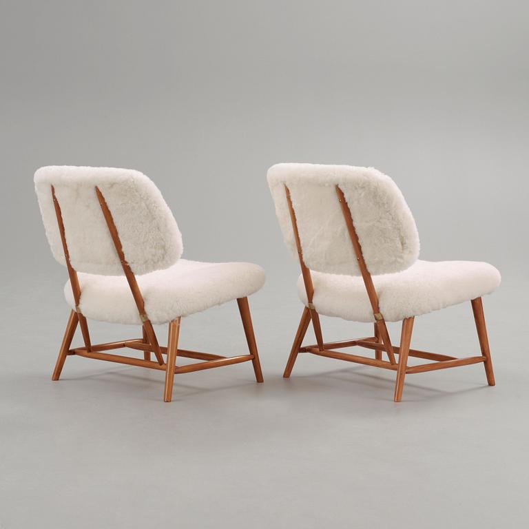 A pair of Alf Svensson 'TeVe' easy chairs, Studio, Ljungs Industrier, Sweden 1950's.