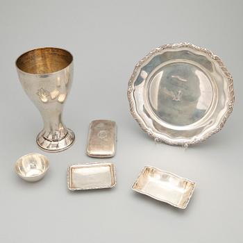 PARTI SILVER, 6 delar, silver, bland annat Karl Anderson, Stockholm, 1915. Vikt ca 950 gram.