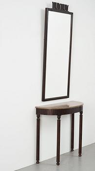 Axel Einar Hjorth, a stained birch "Coolidge" console table with mirror, Nordiska Kompaniet, Sweden ca 1931.