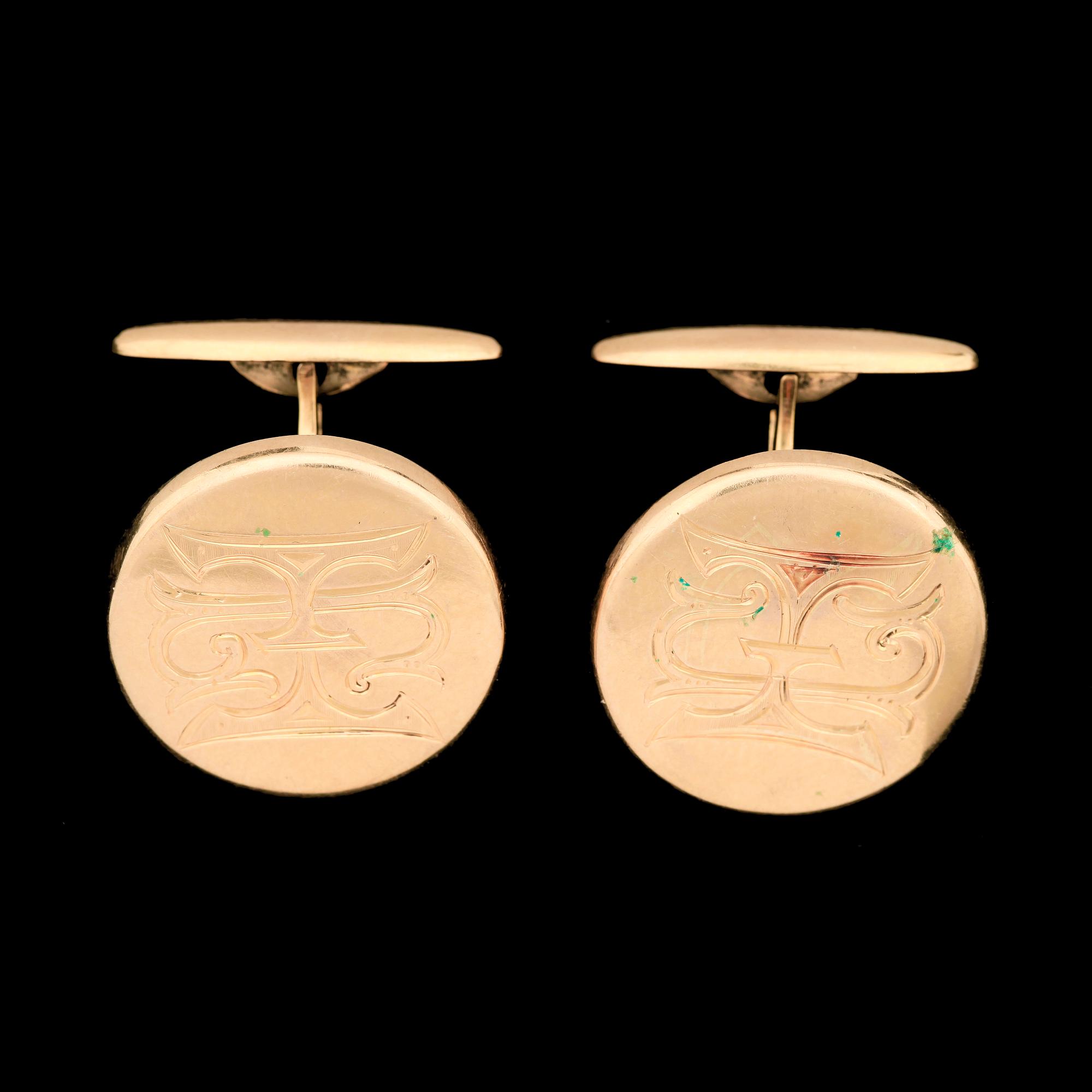 MANSCHETTKNAPPAR, guld, 18 k, bland annat AB David Andersen & Co, 1911. Vikt 19,1.