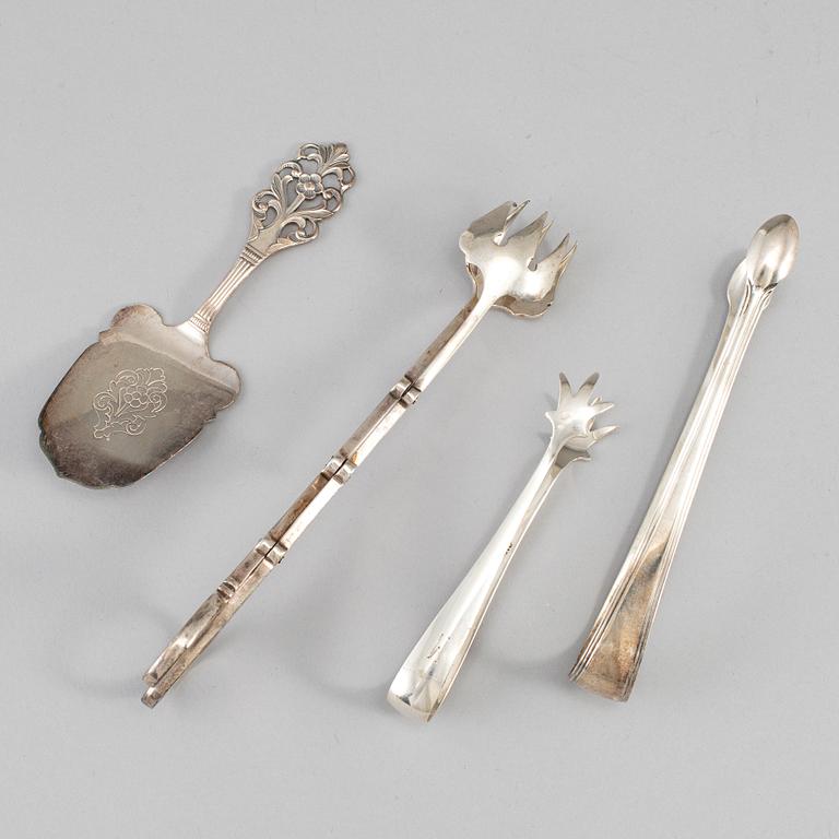 20th century silver serving cutlery, 4 pieces.