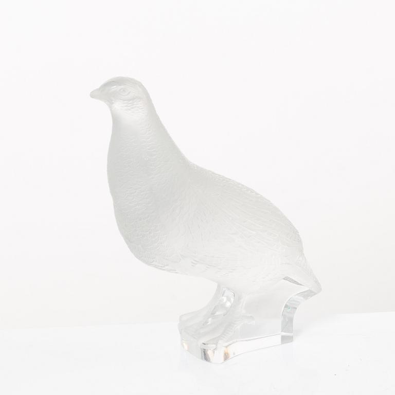 9 glass figurines, Lalique, France.