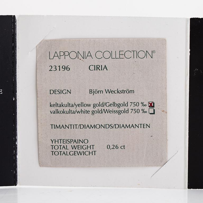 Björn Weckström, kaulakoru "Ciria", 18K kultaa ja briljanttihiotut timantit yht. n. 0.26 ct. Lapponia 2007.