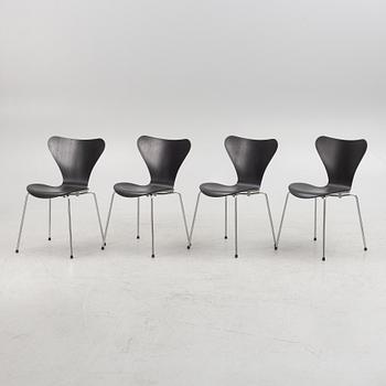 Arne Jacobsen, four "Seven" chairs, Firtz Hansen, Denmark, 2005.