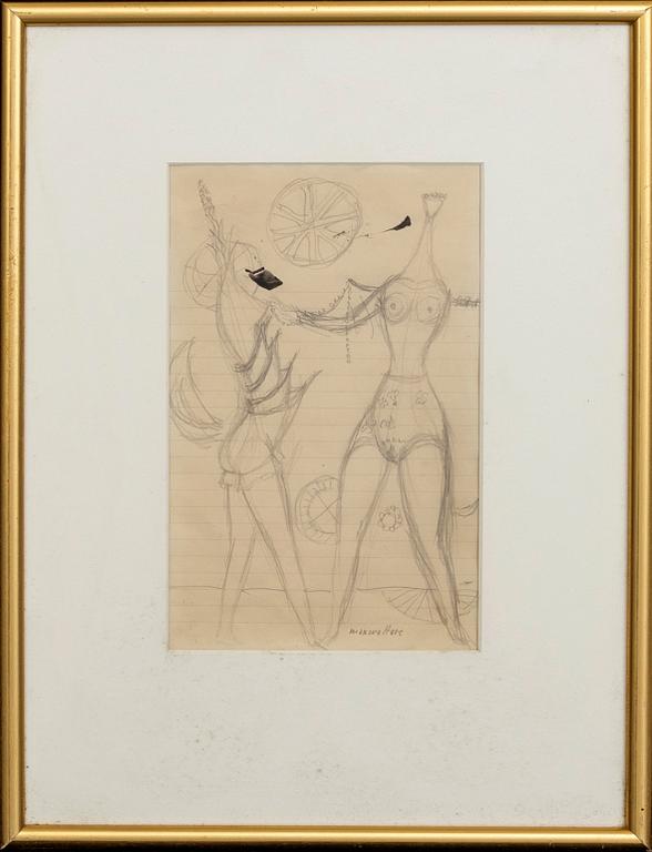 MAX WALTER SVANBERG, blyertsteckning, signerad.