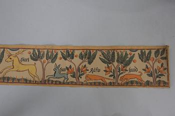VÄGGBONAD, målad på duk, Södra Unnaryd socken, enligt påskrift. Småland, Omkring 1900.