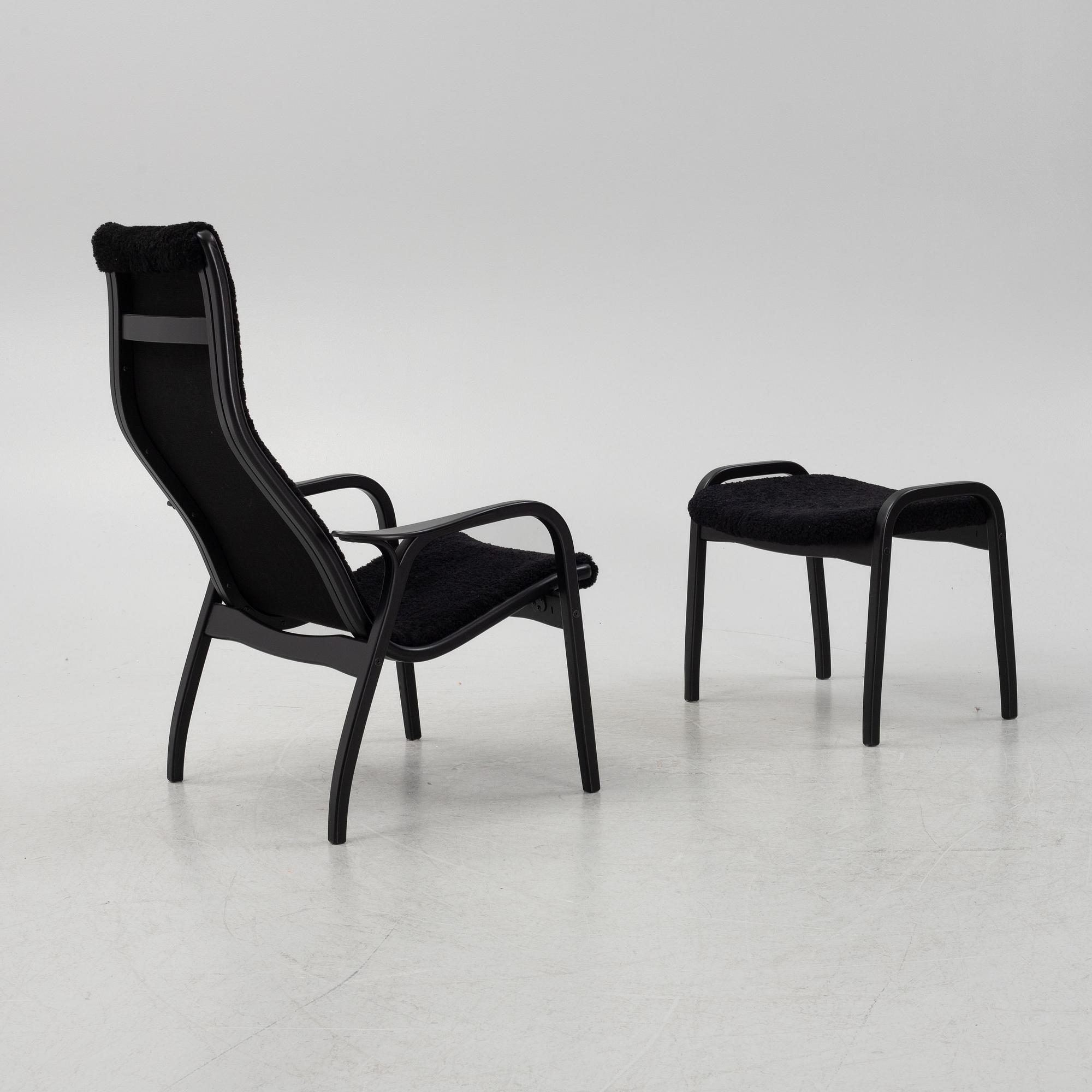 Yngve Ekström, a 'Lamino' armchair with stool, Swedese, Sweden, 2019.