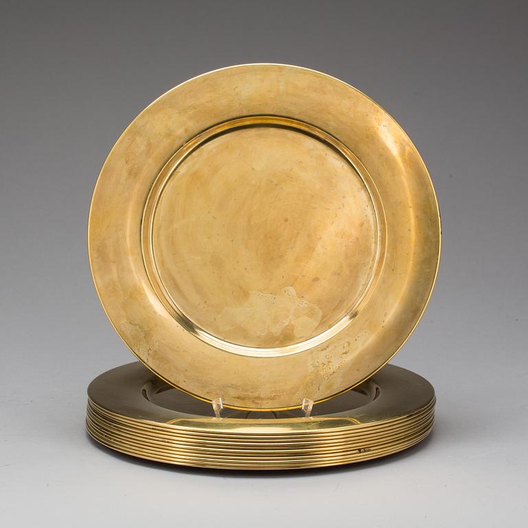 KUVERTTALLRIKAR, 12 st, mässing, troligen Stelton, Danmark, 1900-talets andra hälft.