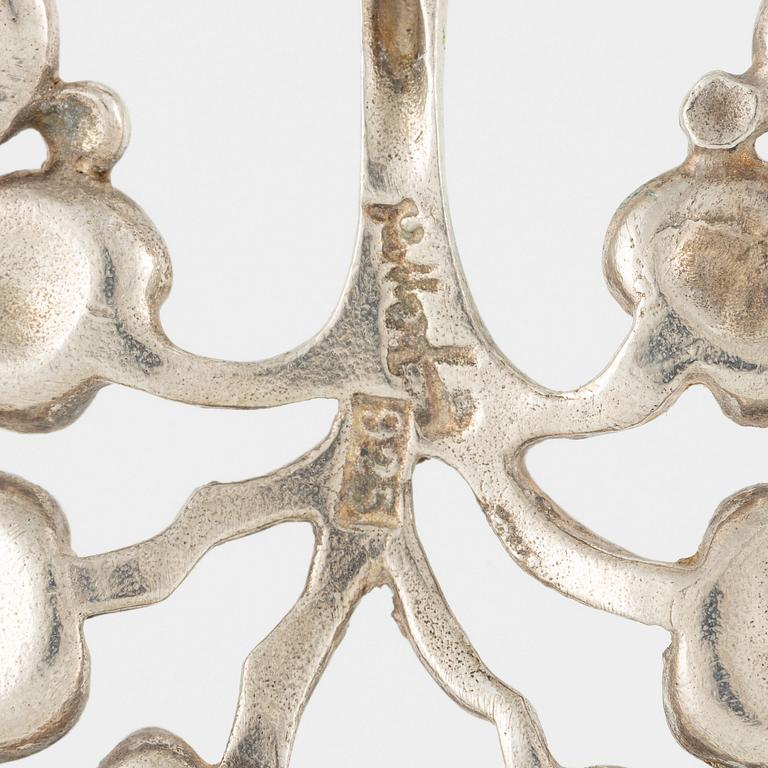 Eric Robbert, pendant and bracelet, silver and enamel.