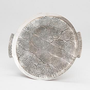 Pekka Turtiainen, a silver tray, samorodok technique, A. Sirtamo, Helsinki 1974.