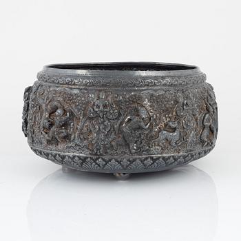 Bowl, low-grade silver, Southeast Asia.