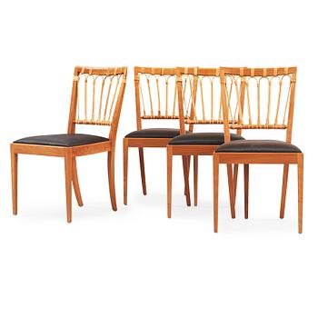 463. A set of four Josef Frank mahogany and rattan chairs, Svenskt Tenn, model 1165.