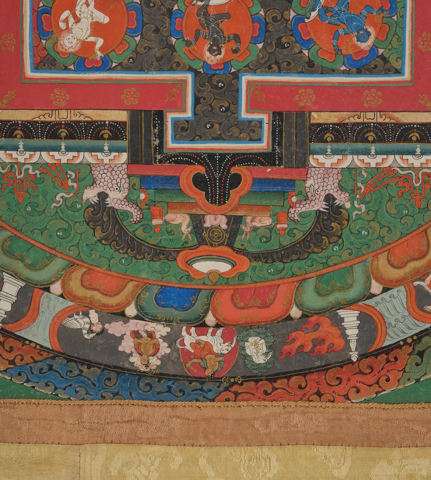 A Tibetan Raktayamri Thangka, 19th century/around 1900.