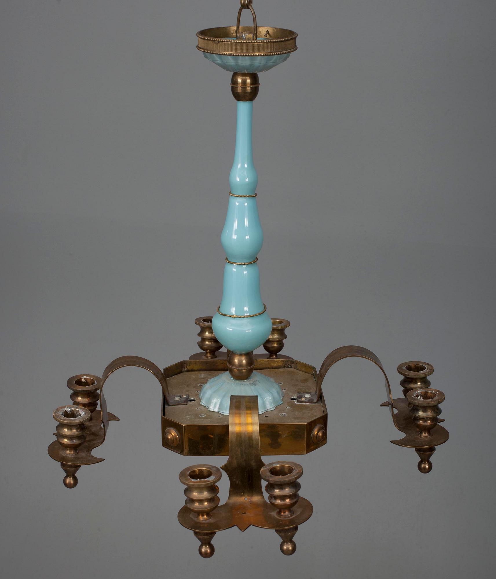 LJUSKRONA, mässing/glas, Ryssland 1800-talets slut. H 53.