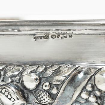 Silver jardinière with glass liner, Swedish import mark from Gothenburg 1924.