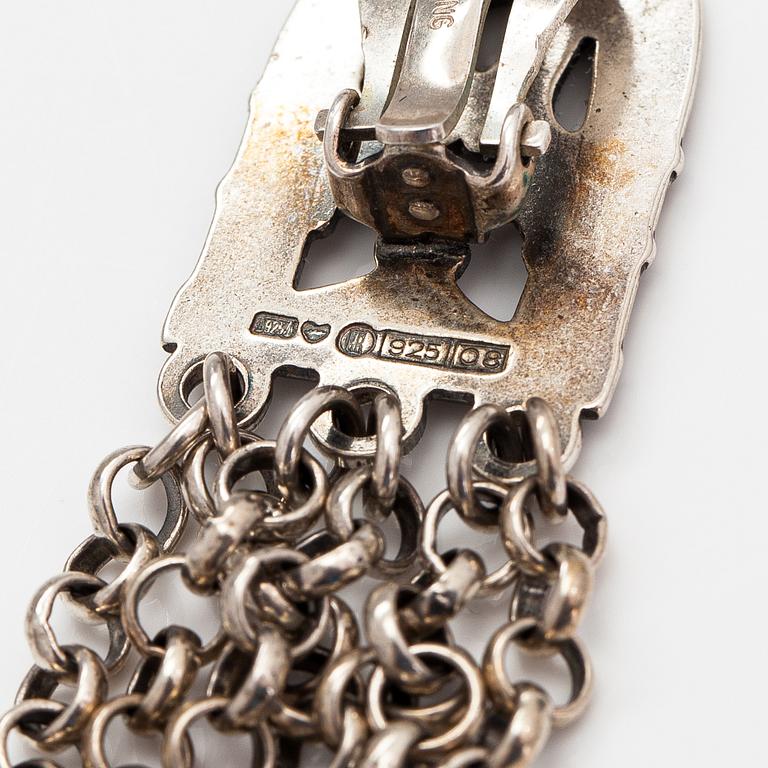 A set of "Paradise" necklace, bracelet and earrings made of sterling silver. Kalevala Koru, Helsinki 1991-1995.