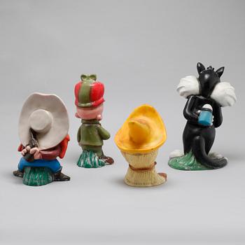 LOONEY TUNES, four plastic figurines for Warner Bros., 1992.