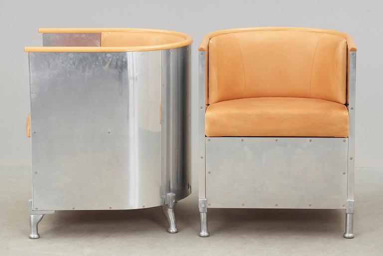 A pair of Mats Theselius 'Aluminium/Theselius' easy chairs, Källemo, Sweden, post 1990.