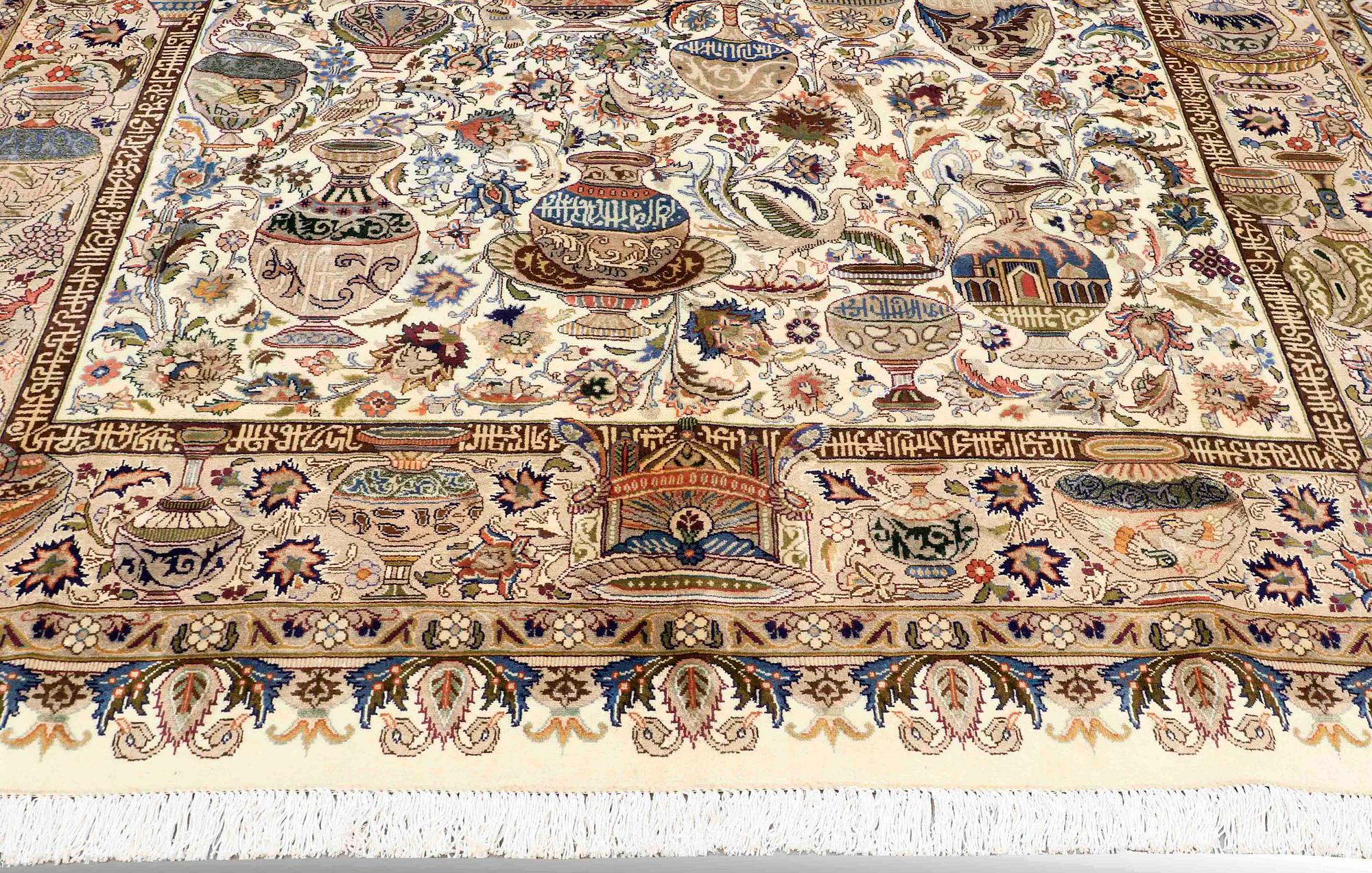 A CARPET, Figural kashmar, ca 392 x 295 cm.
