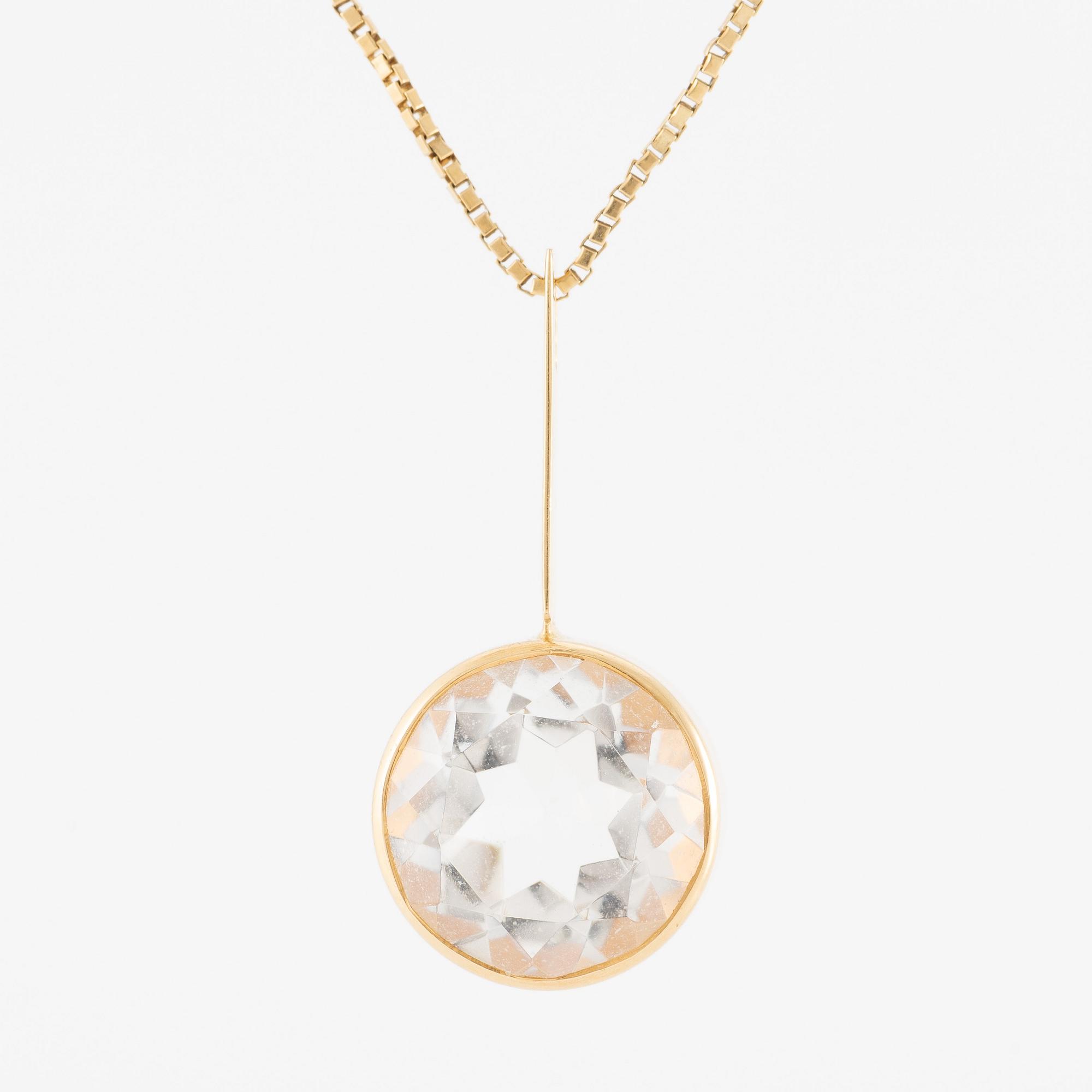 Pendant, 18K gold with rock crystal, chain Balestra 18K gold.