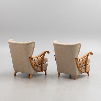 A pair of Swedish Modern armchairs, 1940's.