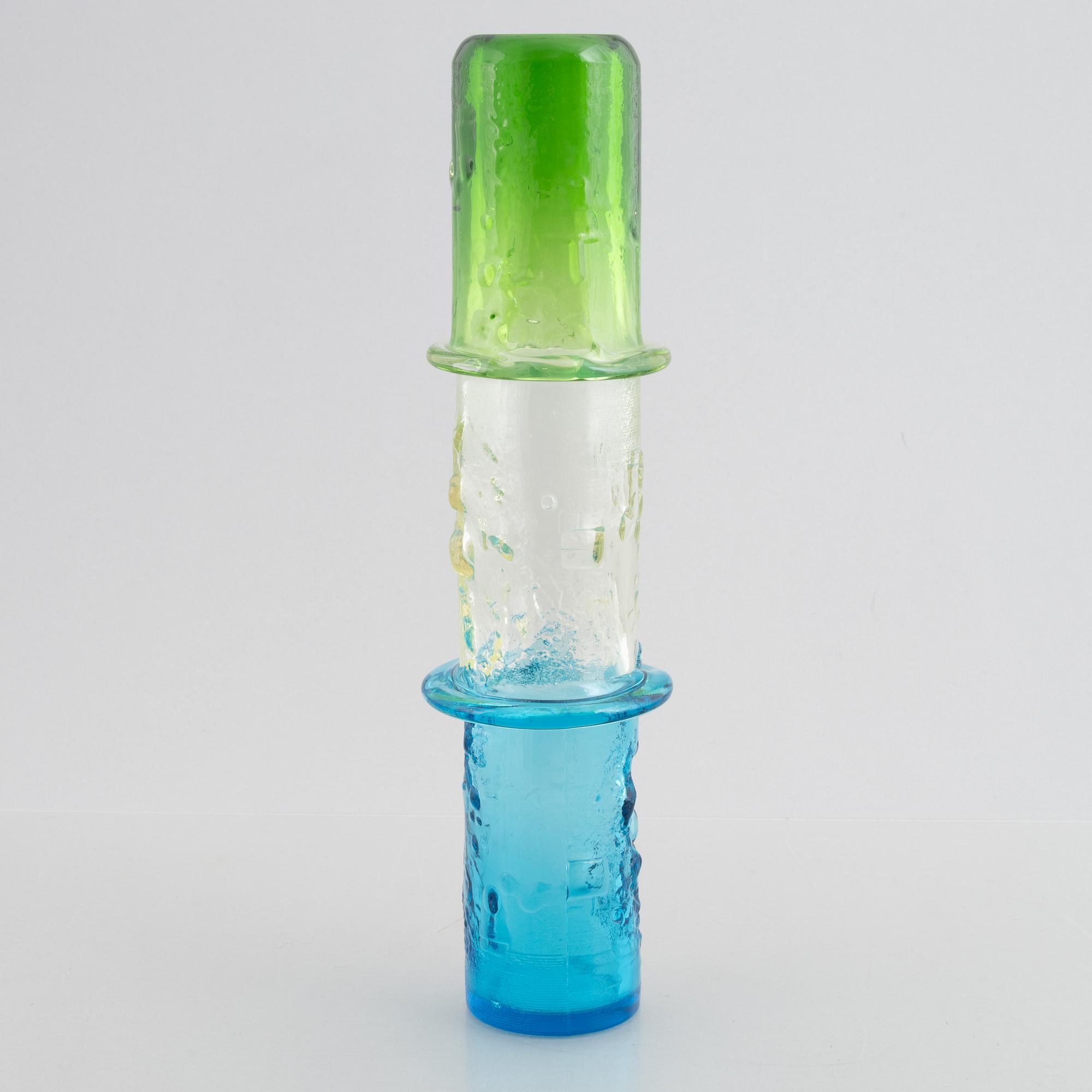 Oiva Toikka, vase, glass, "Bamboo", Nuutajärvi Notsjö, Finland.