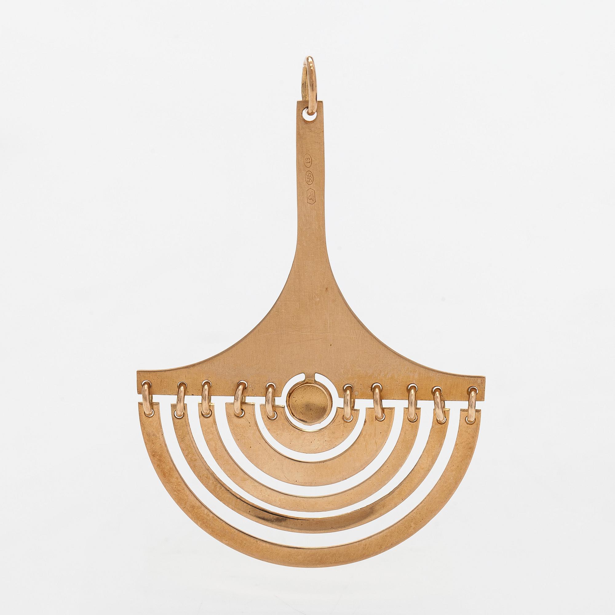 Tapio Wirkkala, riipus, "Puolikuu", 14K kultaa.