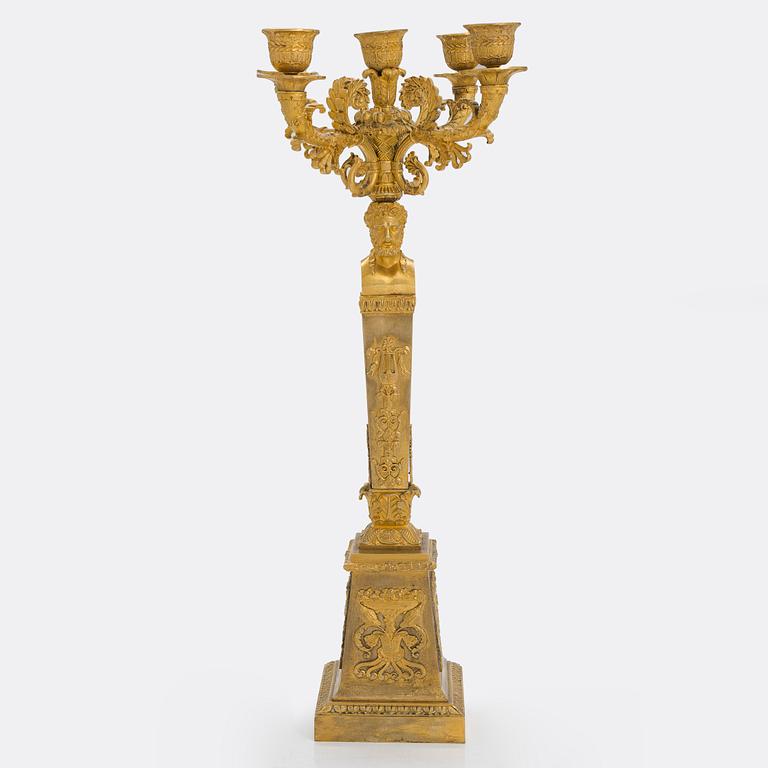 An Empire gilt-bronze candelabrum, France, first half of the 19th century.