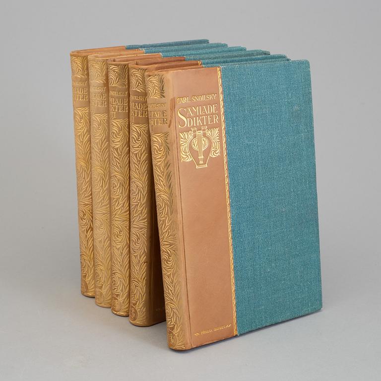 BÖCKER, 5 vol, Samlade dikter af Carl Snoilsky. I-V, 1903.