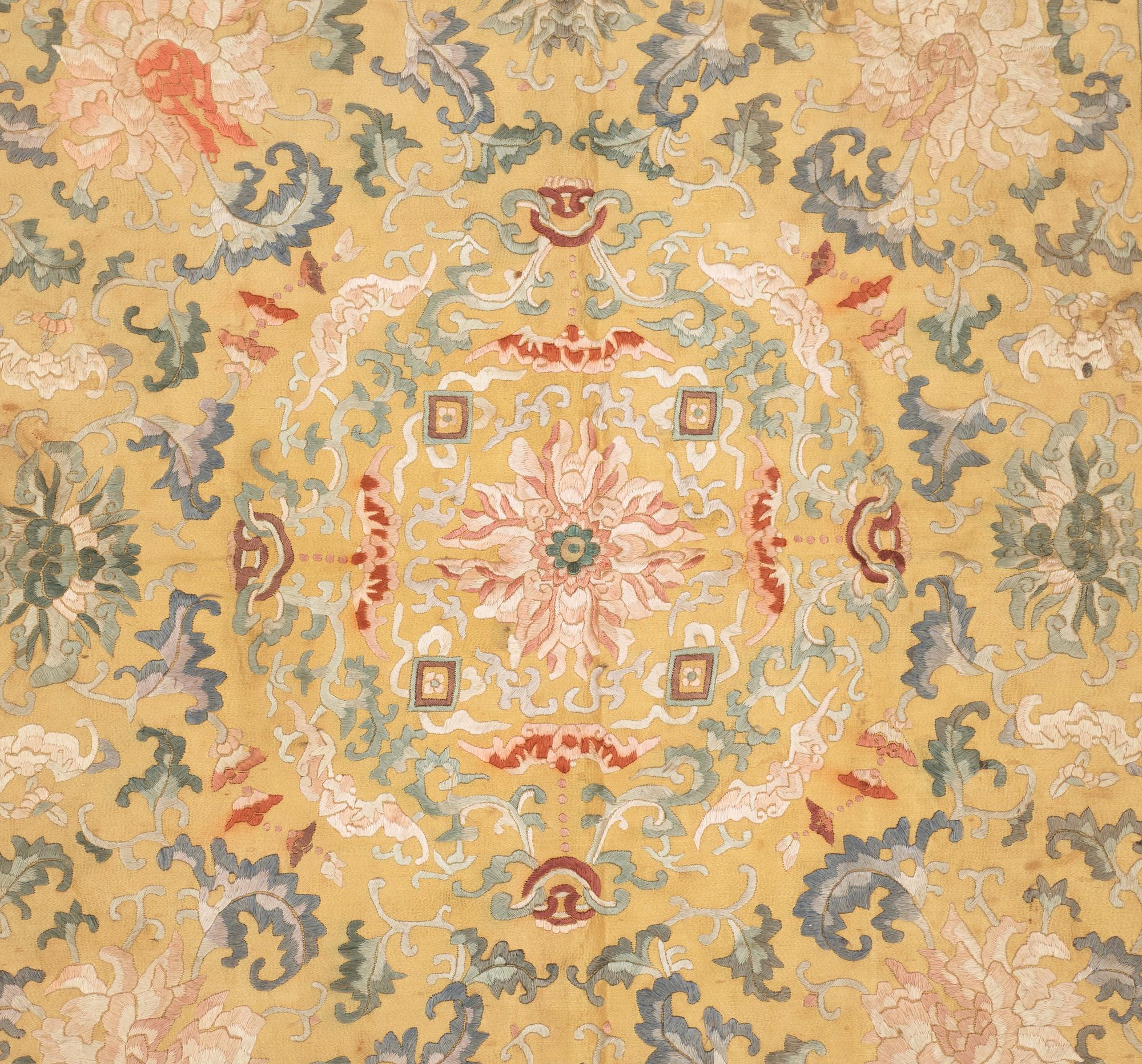 A set of four silk embroideries, Qing dynasty.
