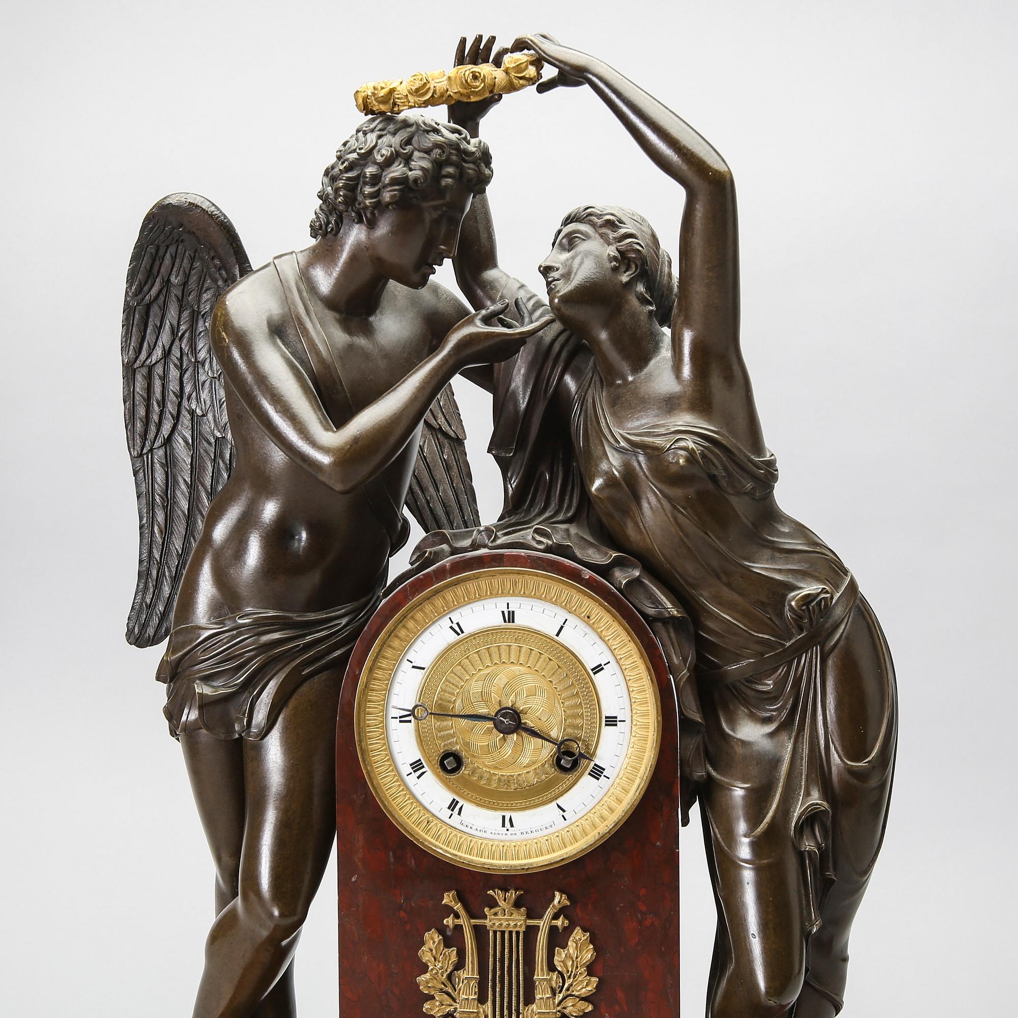 A French empire mantle clock signed Lesage eléve de Breguet.