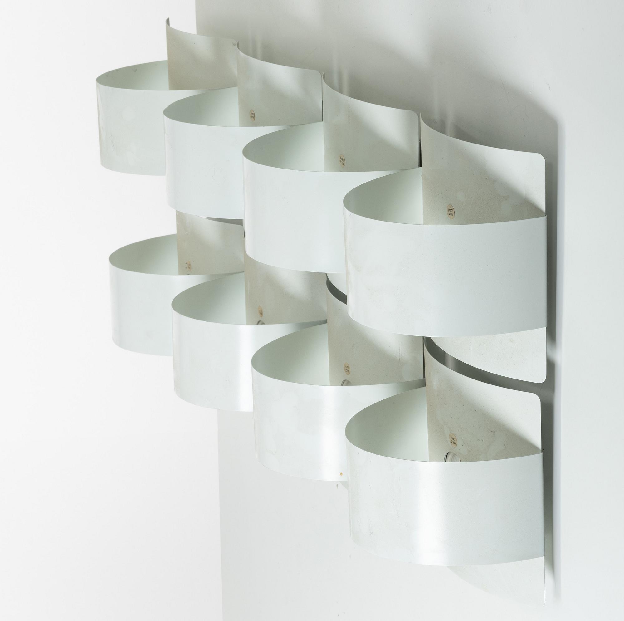 Peter Celsing, Wall lamps, 8 pcs, 'Band' by Falkenbergs Belysning, late 20th century.