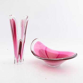 Paul Kedelv, Vase and bowl "Coquille" Flygsfors mid-20th century.