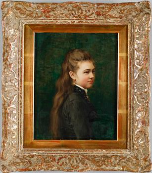 NILS FORSBERG, olja på pannå, signerad och daterad 1881.