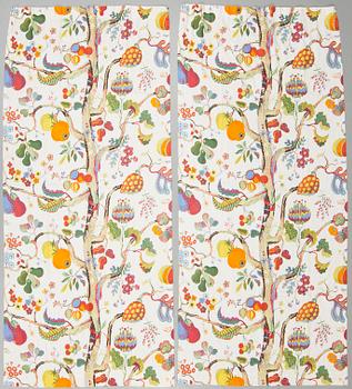 GARDINLÄNGDER, ett par, "Vegetable Tree", Josef Frank, Svenskt tenn, formgiven 1941–46.