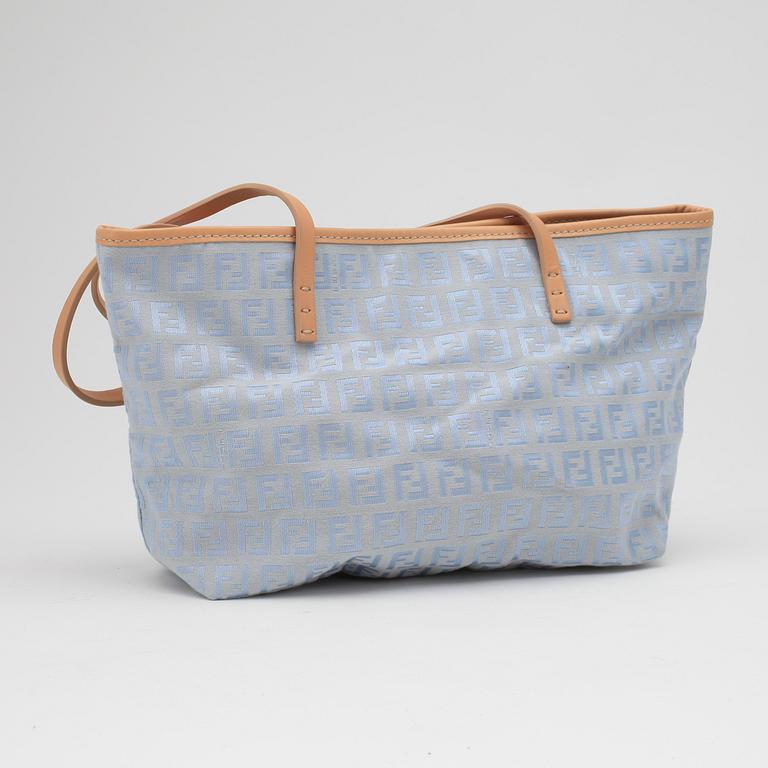 FENDI, a baby blue monogram handbag.