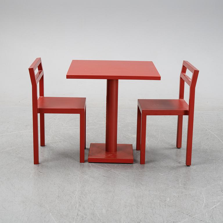Boris Berlin/Poul Christiansen, a 'Non' table with two chairs by Komplot design for Källmo.