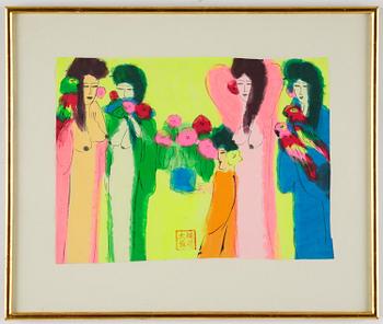 Walasse Ting, Women with Flowers and Birds.