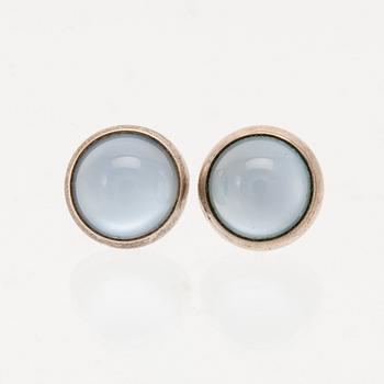 Halsband samt örhängen silver med glas,  Mattsson & Olsson Malmö 1957.