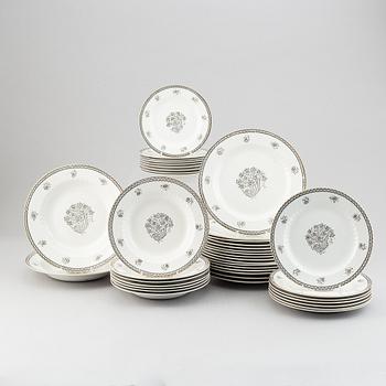 Wilhelm Kåge, a 41-piece porcelain 'Lyx Grå' dinner service, Gustavsberg, 1925-1936.