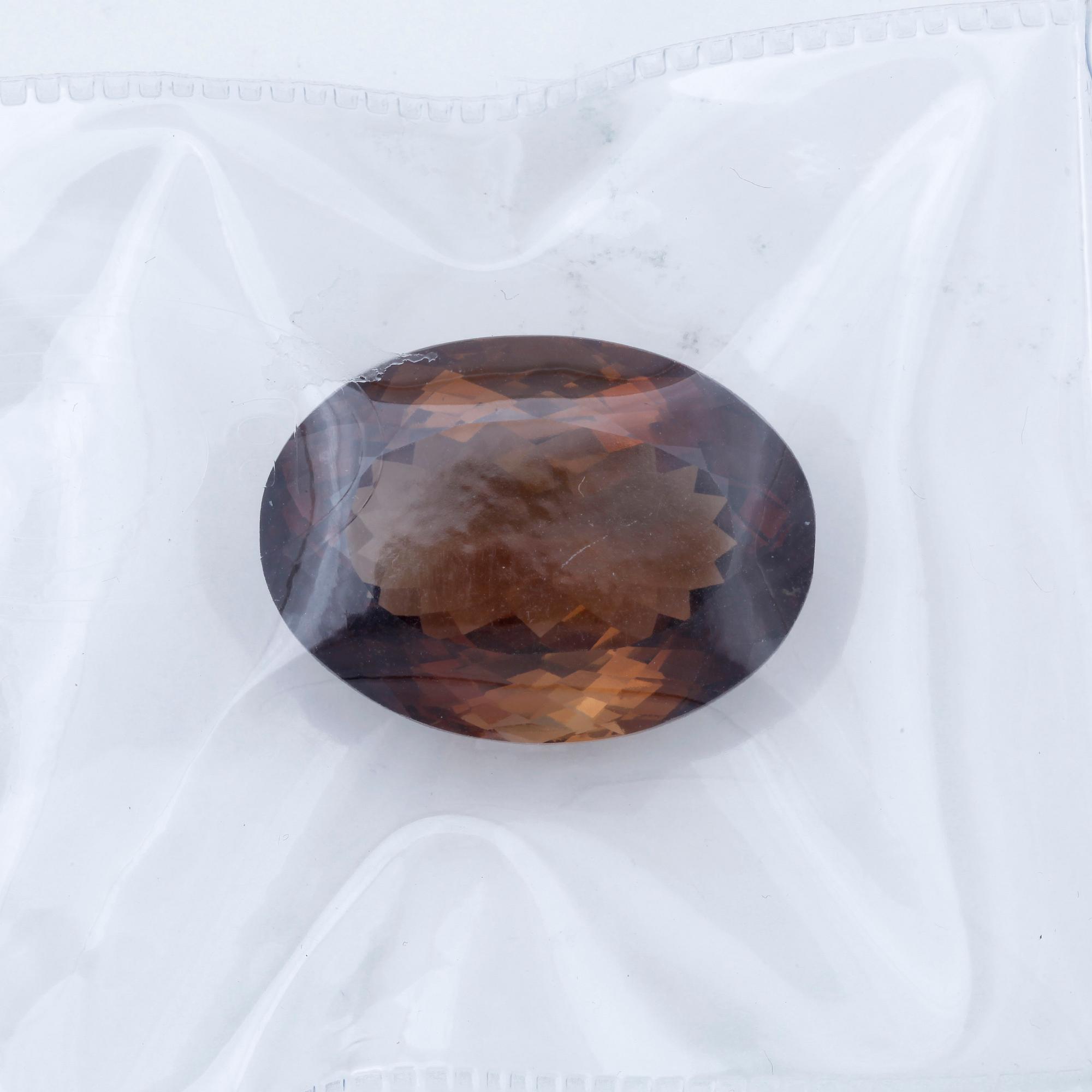 TOPAS, brun, oinfattad, ca87,41ct enligt cert, cert BGL medföljer.
