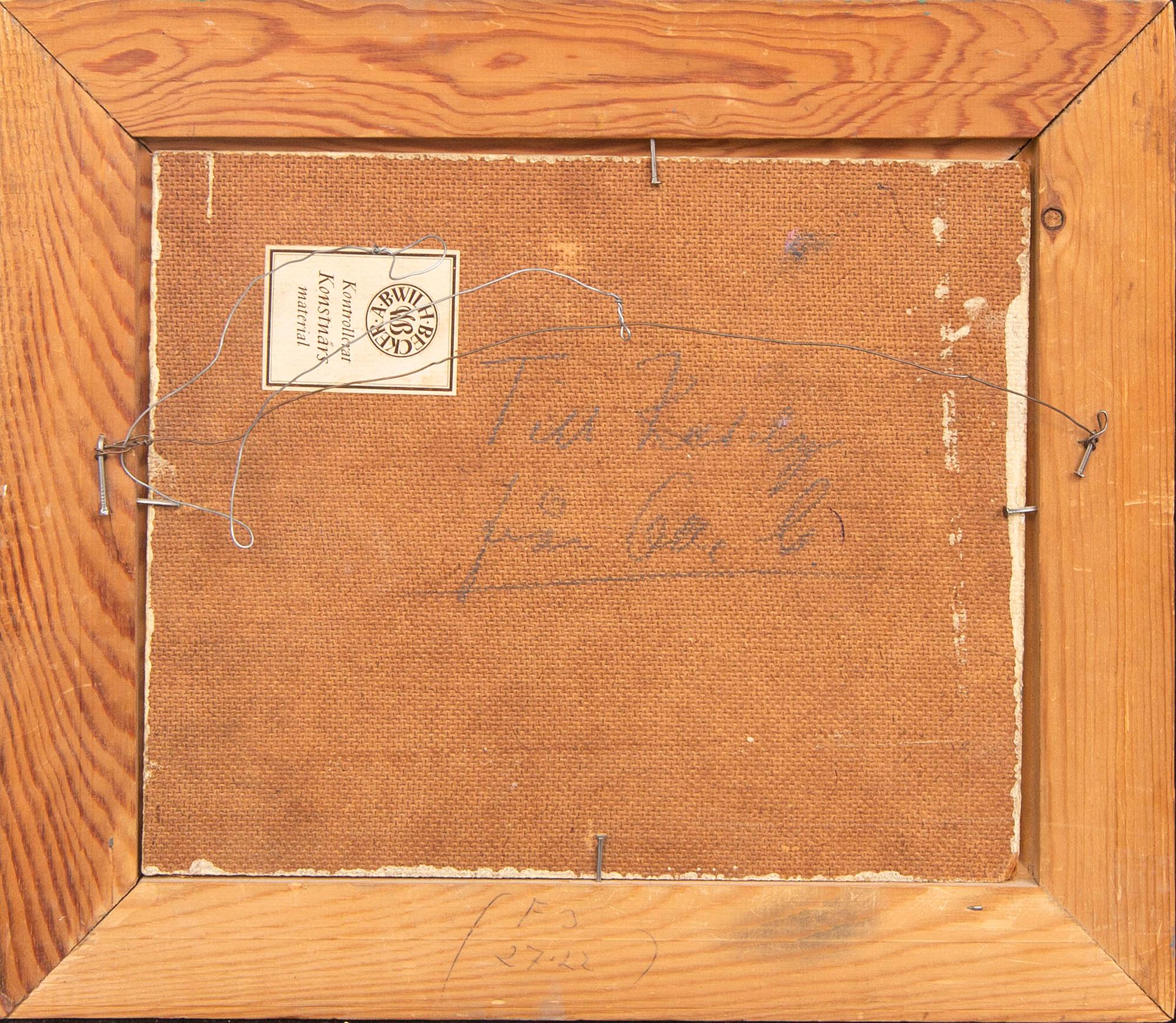 Olle Gill, mixed media på panel otydligt signerad.