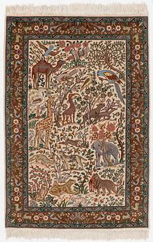 A Tabriz part silk rug, c. 145 x 100 cm.