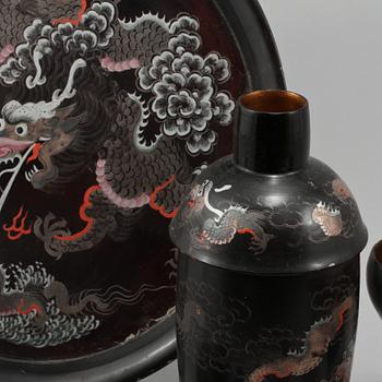 COCKTAILSET, 8 delar, bemålat trä, Kina, 1900-tal.