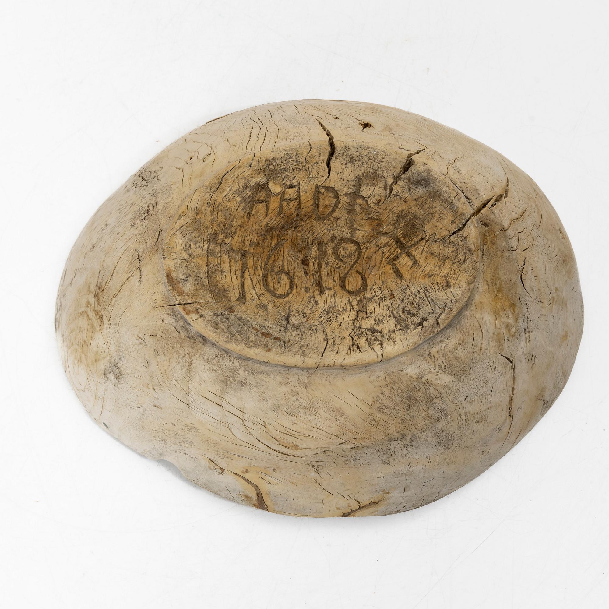 Bowl, folk art, marked 1618.