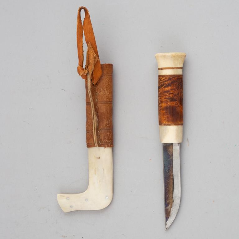 Nikolaus Fankki, a reindeer horn Sami knife, signed.