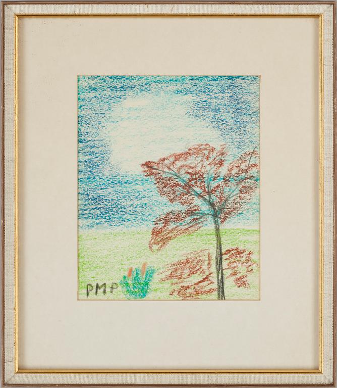 PRIMUS MORTIMER PETTERSSON, krita. Monogramsign.