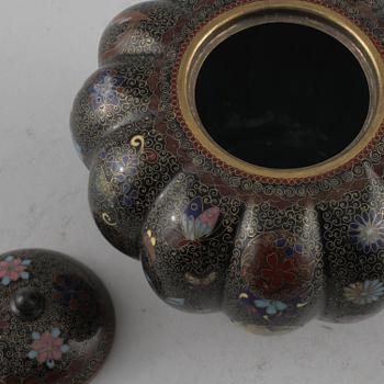 LOCKASK, cloisonné, orientalisk, 1900-tal.
