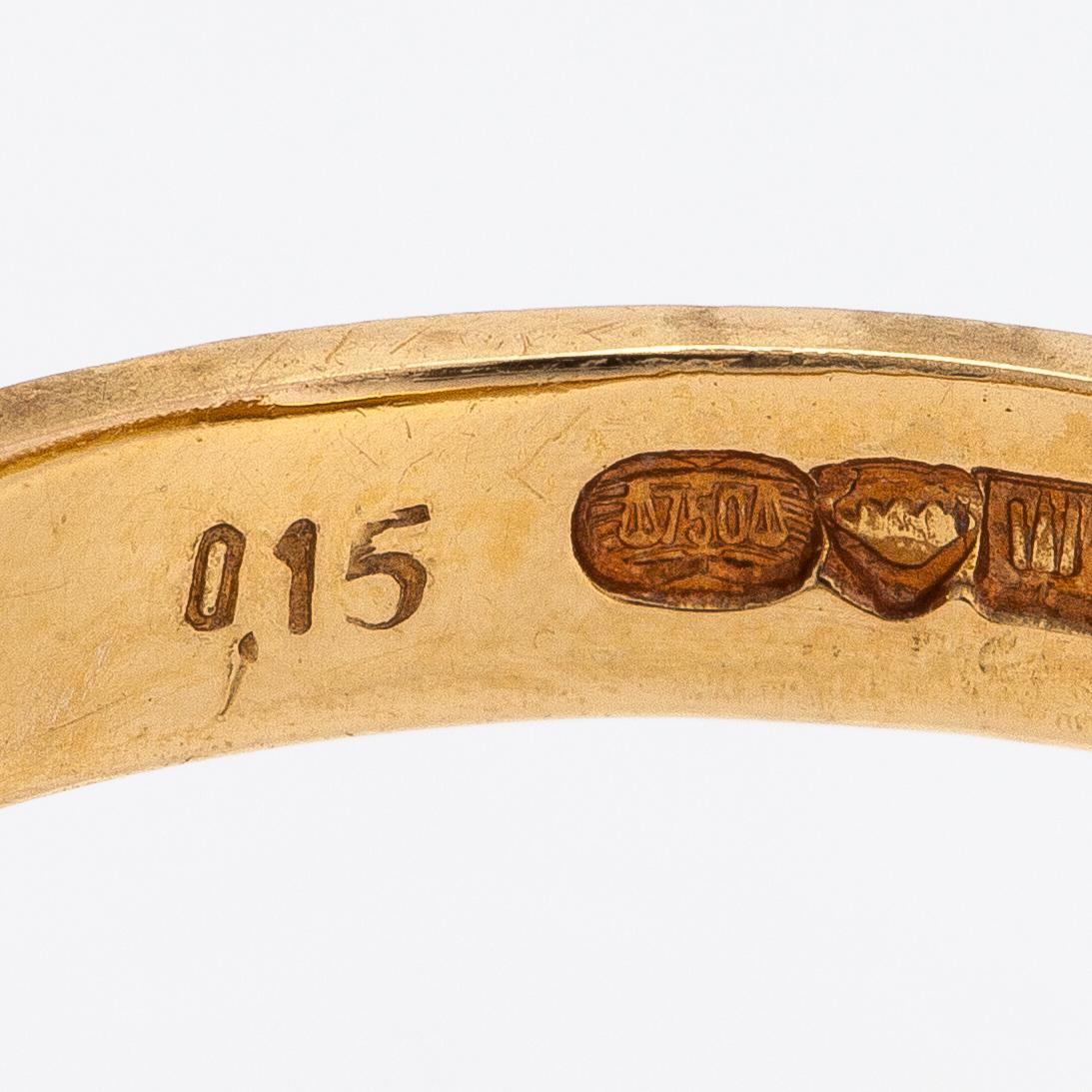 Björn Weckström, An 18K gold ring "Diamond city" wtih diamonds ca. 0.15 ct in total. Lapponia 1978.