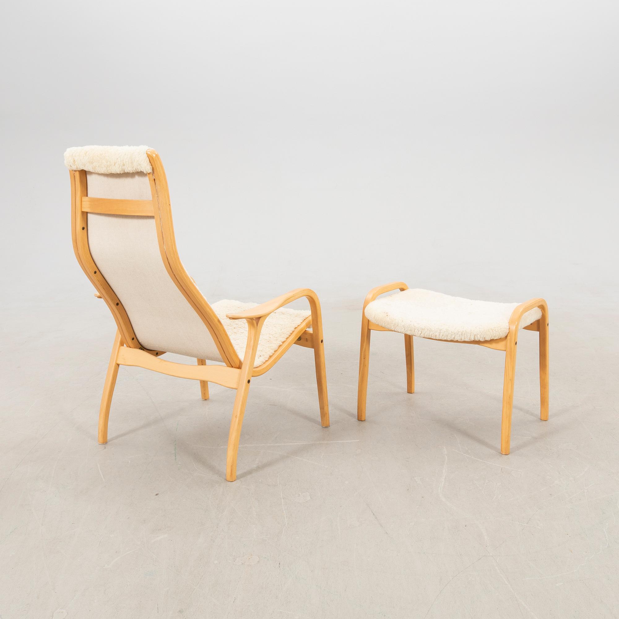 Yngve Ekström, armchair with footstool "Lamino" for Swedese, late 20th century.